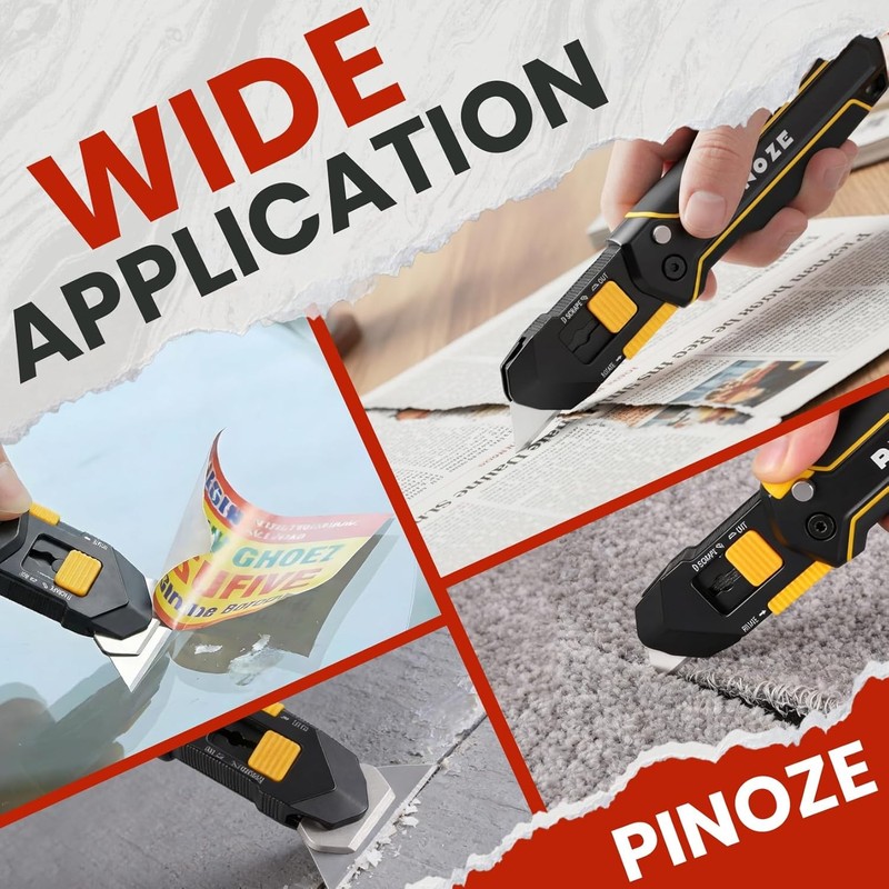 Utility Knife Scraper, 3-in-1 Retractable Box Cutter with Lanyard & Blade Storag gallery