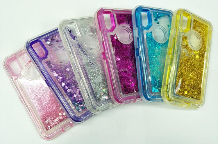 For iPhone 6/7/8/P/X Quicksand Liquid Glitter Defender Case w/Clip fits Otterbox gallery