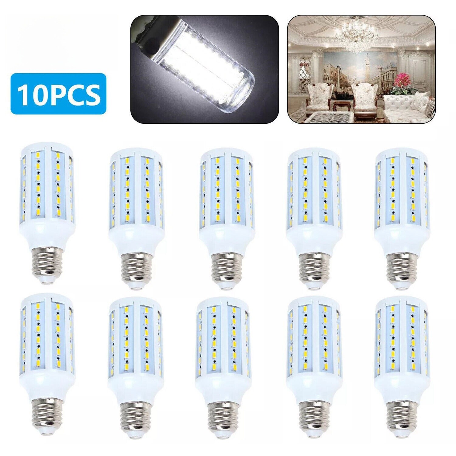 6/10PCS E26 E27 LED Corn Light Bulb 12W 110V Workshop Garage Lamp 6500K Daylight gallery