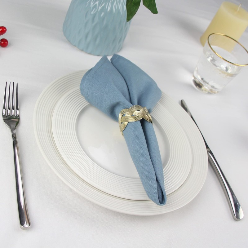 12 PCS Polyester Linen Blend Thin Dinner Cloth Napkins 40x40 cm Airy Blue gallery