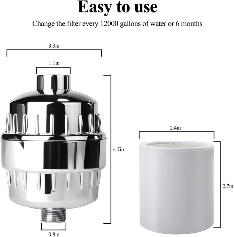 SimPure Shower Water Filter w/Replaceable 20-Stage KDF/CAG Cartridge High Output gallery
