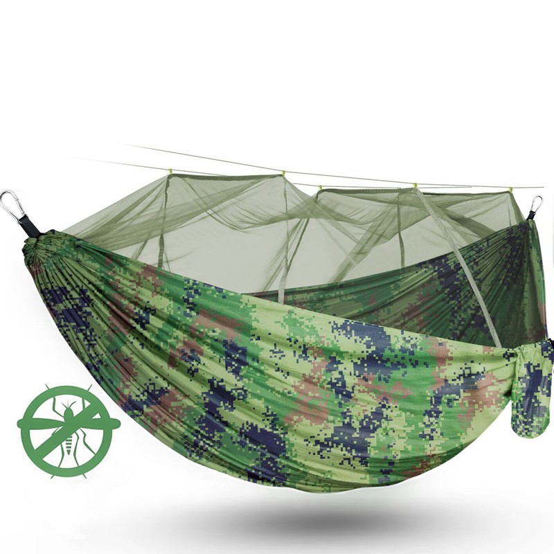 Camping Double Hammock w/ Mosquito Net Nylon Tent Hanging Sleeping Swing Bed US gallery