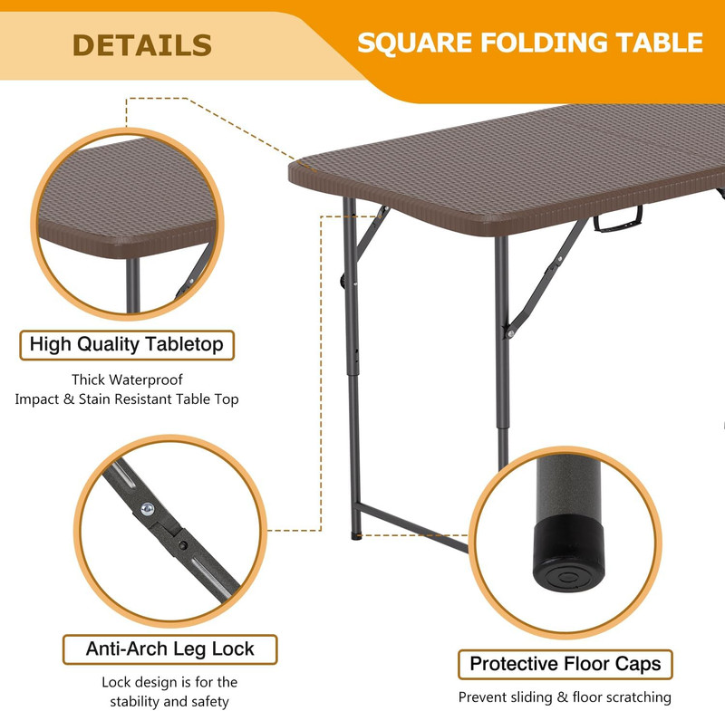FDW 4FT Folding Table Half Portable Foldable Table Picnic Table for Office Home gallery