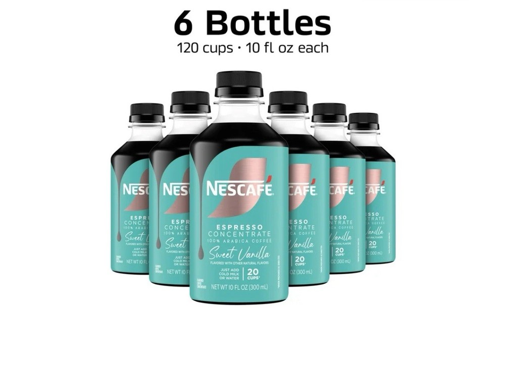 (6 pack) NESCAFÉ Espresso Concentrate, Sweet Vanilla, Instant Coffee, 10 fl oz