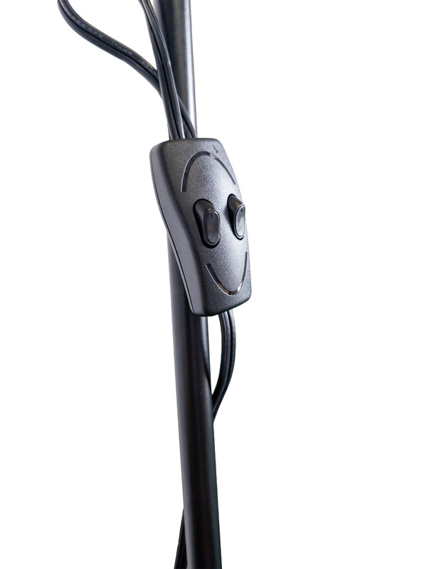 Midnight Matte Black Floor Lamp w/ 2x Shade Heads and Adjustable Goosenecks gallery