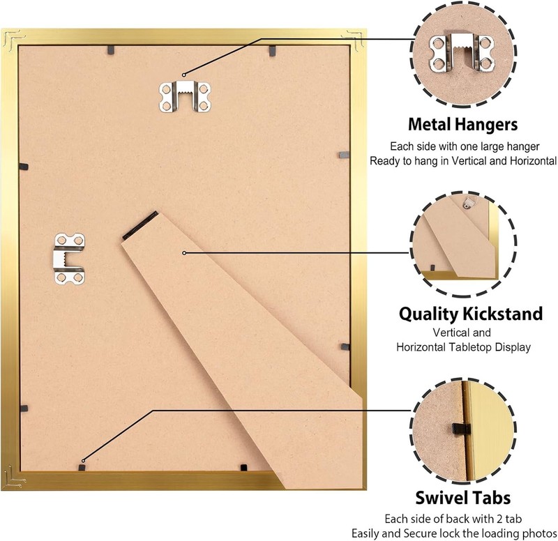 Versatile Gold Gallery-Style 8x10 Frame - Portrait or Landscape Orientation gallery