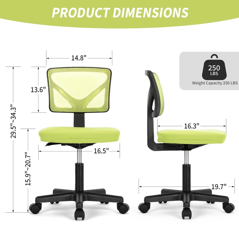 Ergonomic Low Back Computer Chair Adjustable Rolling Swivel Task Chair Green gallery