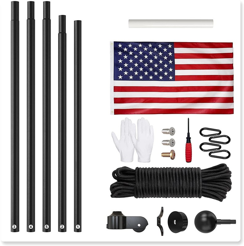Flag Pole for Outside House, 15 FT Heavy Duty 45K PSI & 95 HBW Hard Aerospace gallery