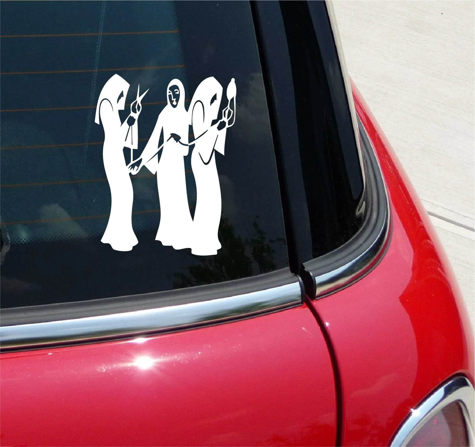 THE THREE FATES MYTHOLOGICAL GODDESSES FUNNY GRAPHIC DECAL STICKER ART gallery