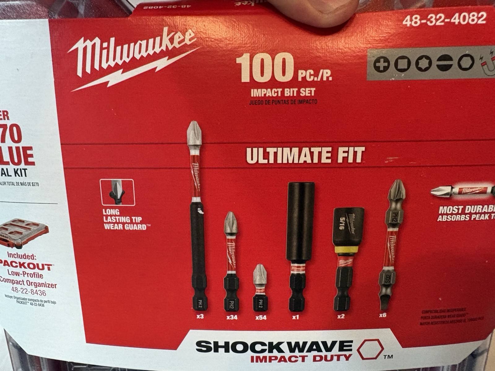 Milwaukee SHOCKWAVE Ultimate Fit 100pc Impact Bit Set w/ PACKOUT Organizer gallery