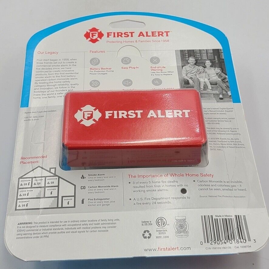 First Alert White Carbon Monoxide Alarm Cat 1039734 Plug-In Battery Backup New gallery