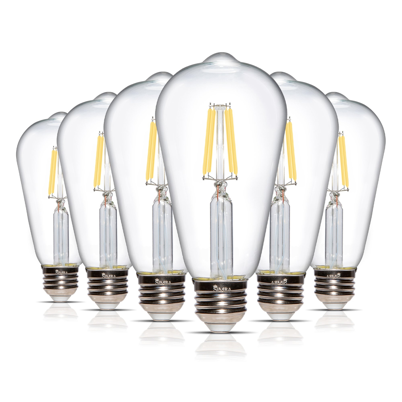 [6 Pack] LED Edison Filament ST21 6W 60W 120V Dimmable E26 4000K Natural White gallery