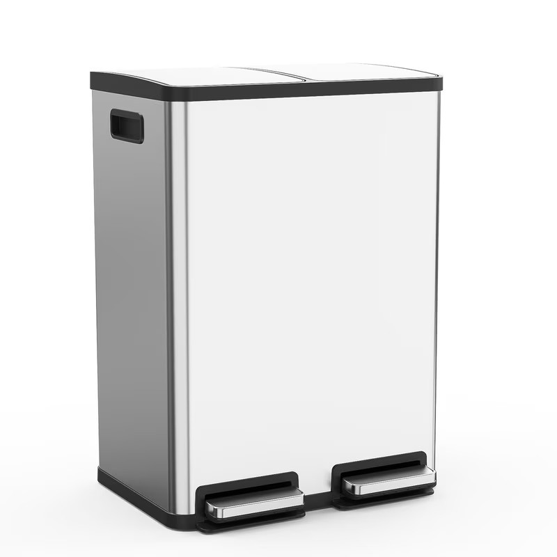 Gianna Kitchen Trash Can, 2×8-Gallon Garbage Can with Lid, Stainless Steel Trash gallery