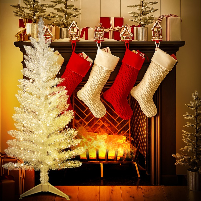 4ft Artificial Lighted Christmas Tree Small Fake Mini Xmas Tree For Party Décor gallery