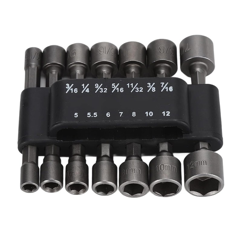 14PC POWER Nut Driver Drill Bit Set Socket Bit Adapter metric & SAE Socket for W gallery