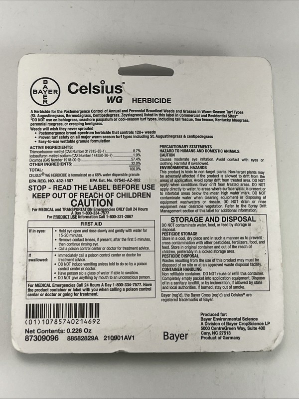 Celsius WG Post Emergent Single dose 0.226 oz Easy Mix Packet Bauer gallery