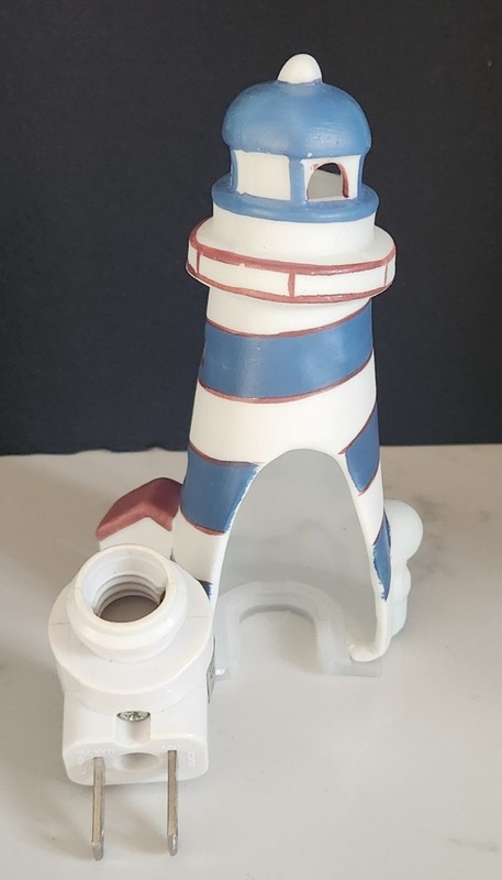 Ceramic 5" LIGHTHOUSE Wall Plug In Night Light 0n/Off Switch RARE VINTAGE DESIGN gallery