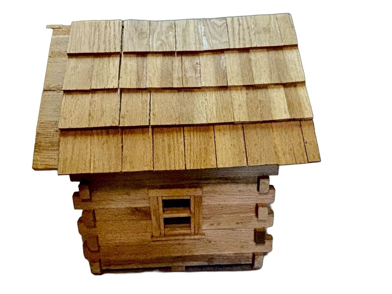 Vintage Primitive Log Cabin Handmade Unique Oak Amish Made Birdhouse WELL MADE gallery