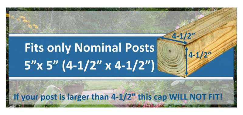 Plastic Pyramid 5x5 Nominal (4-1/2"x4-1/2") Fence Post Cap with Pre-Drilled Hole gallery