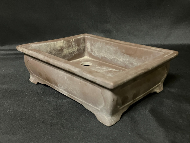 Japanese Bonsai Pot Rectangular Unglazed Brown Medium Signed Vintage gallery