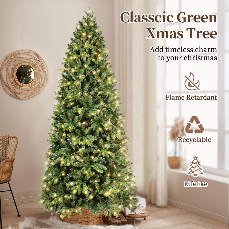 4-9 Ft Pre-Lit Green Spruce Realistic Artificial Holiday Christmas Tree w/ Stand gallery