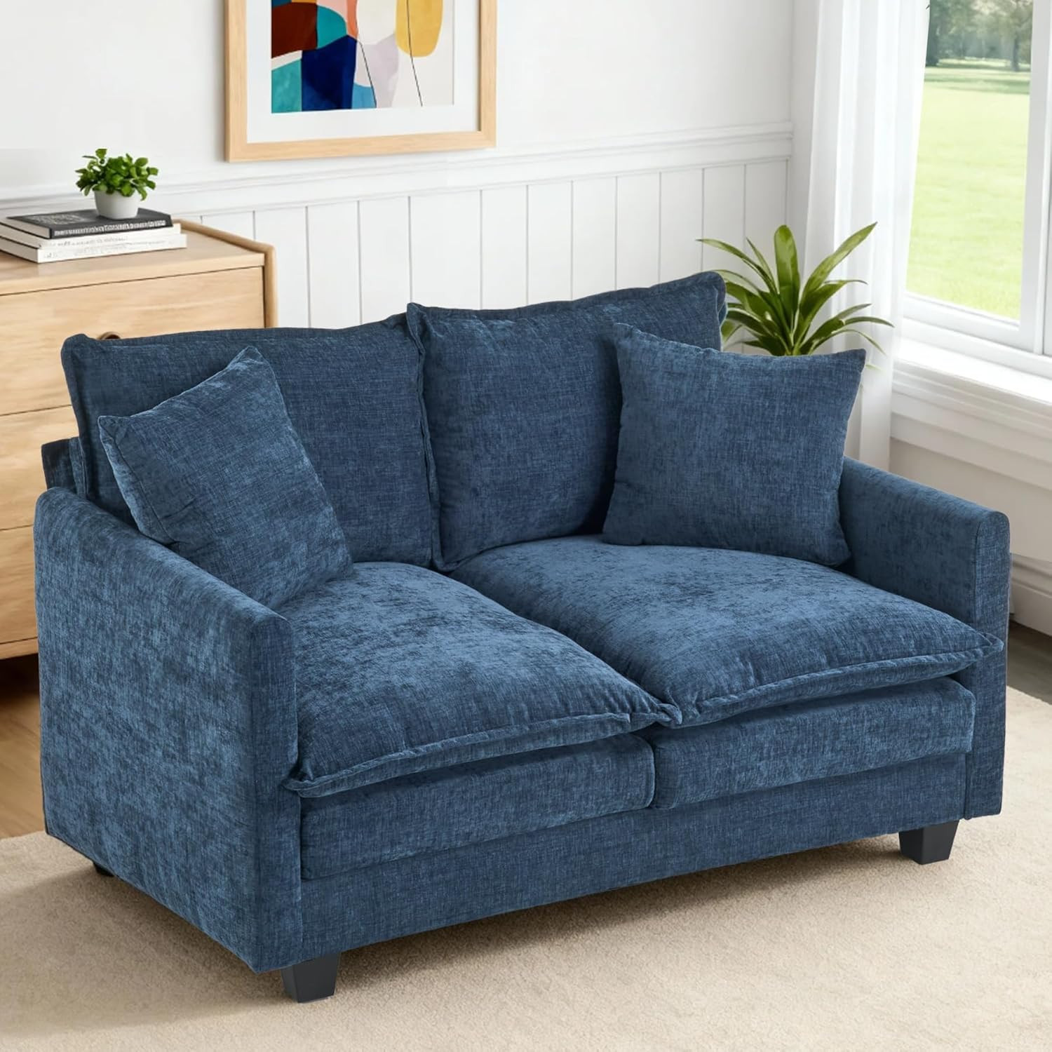 Loveseat Sofa Cloud Sofa Couch 50'', Modern Loveseats 2 Seat Couch 27" Deep Seat gallery