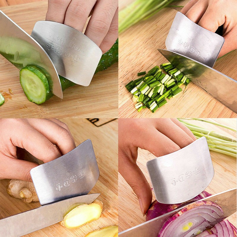 Kitchen Finger Hand Protector Guard Stainless Steel Chop Slice Shield Tools 2Pcs gallery