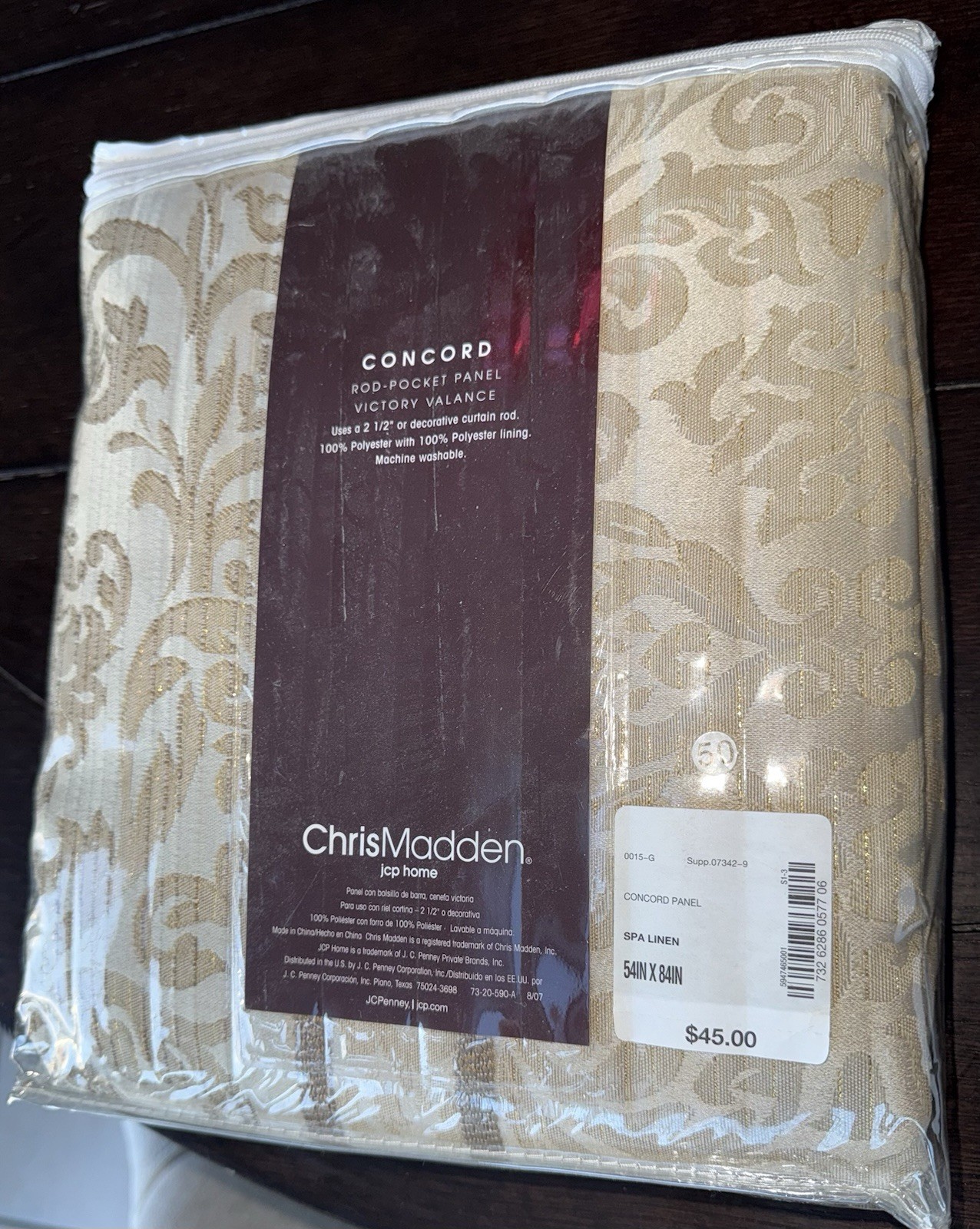 Chris Madden Concord Rod Pocket Panel Spa Linen Floral Polyester 54x84in Curtain gallery