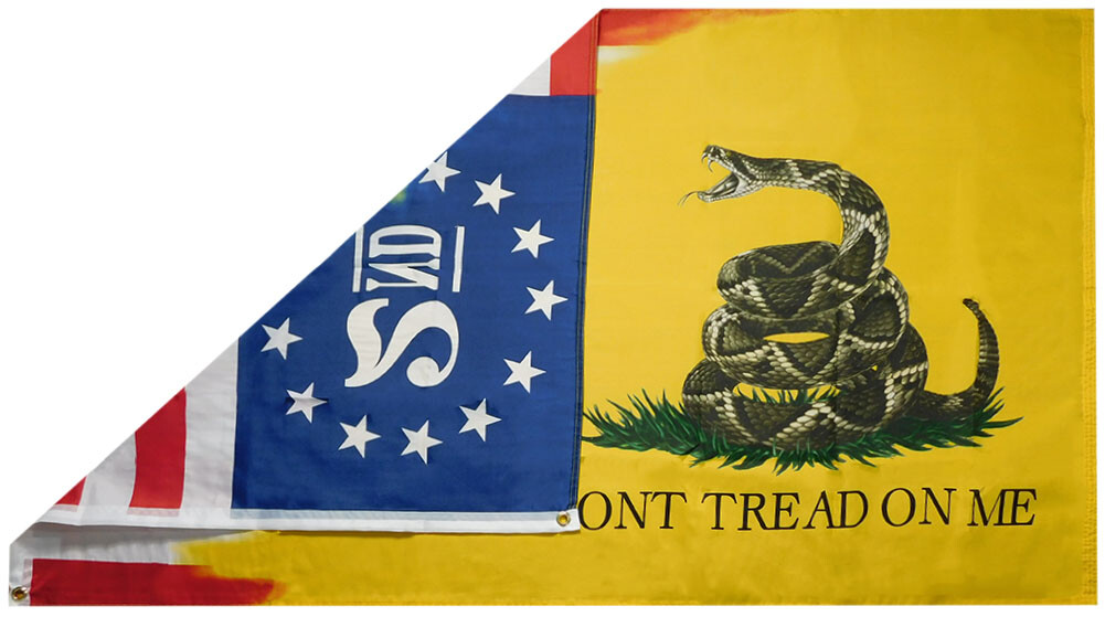 3x5FT 2nd Amendment Gadsden Combination Flag Yellow Homeland Security Tread 1789 gallery