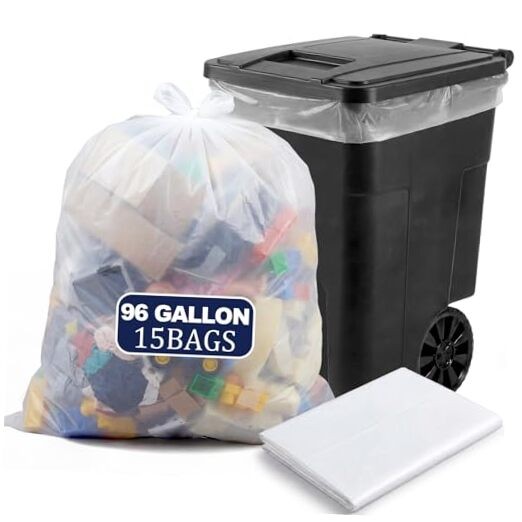 AmazingSpark 95-96 Gallon Extra Large Trash Bags Count Heavy Duty 15 White gallery