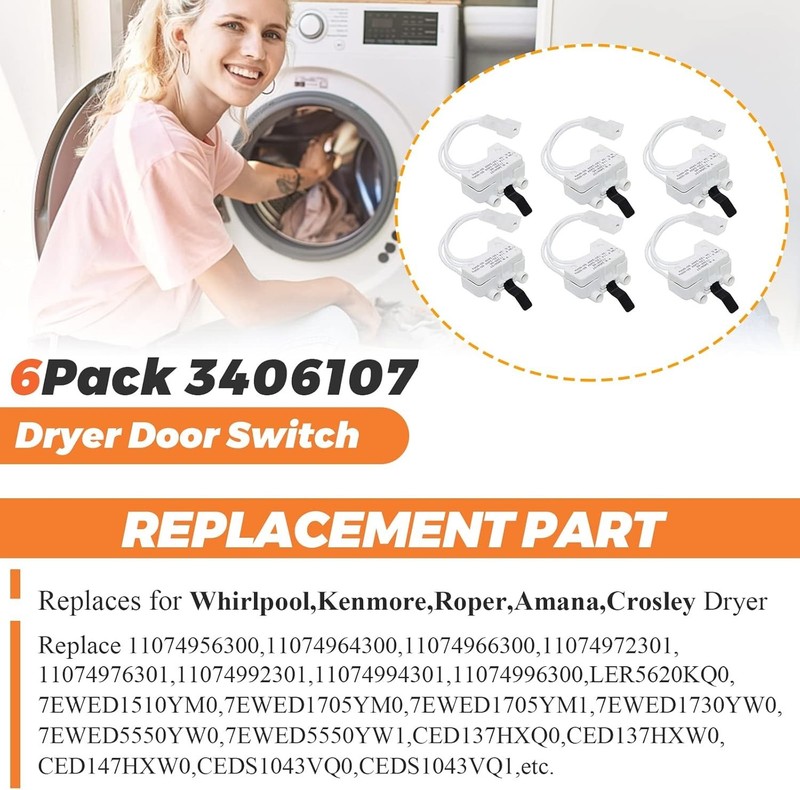 Durable 6-Pack Dryer Door Switch - High Compatibility & 365 Days gallery