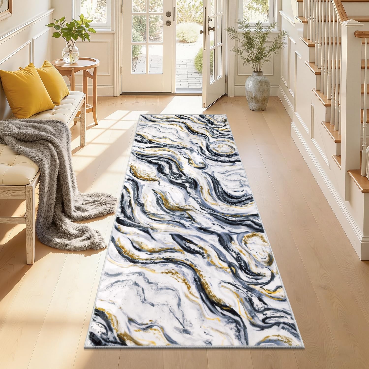 Yamaziot 2X6 Washable Runner Rug For Kitchen Hallways Modern Abstract Non-Slip gallery
