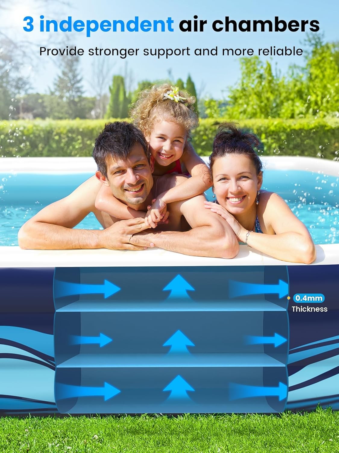 VISTOP Inflatable Pool 120in Oversized with Seats Backrest gallery