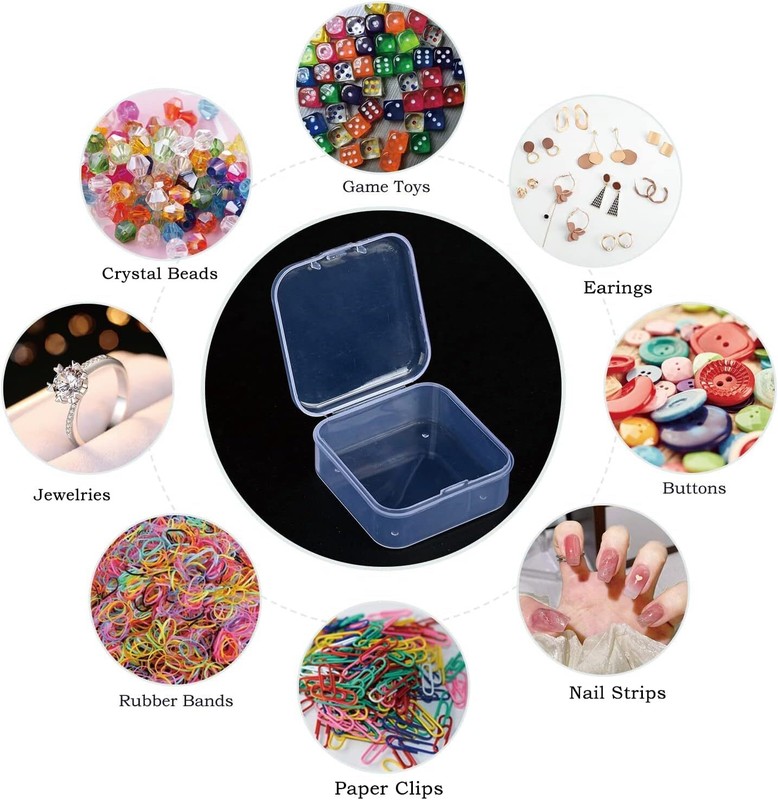16x Small Plastic Storage Boxes Container Square Box Coins Screws Jewelry Crafts gallery