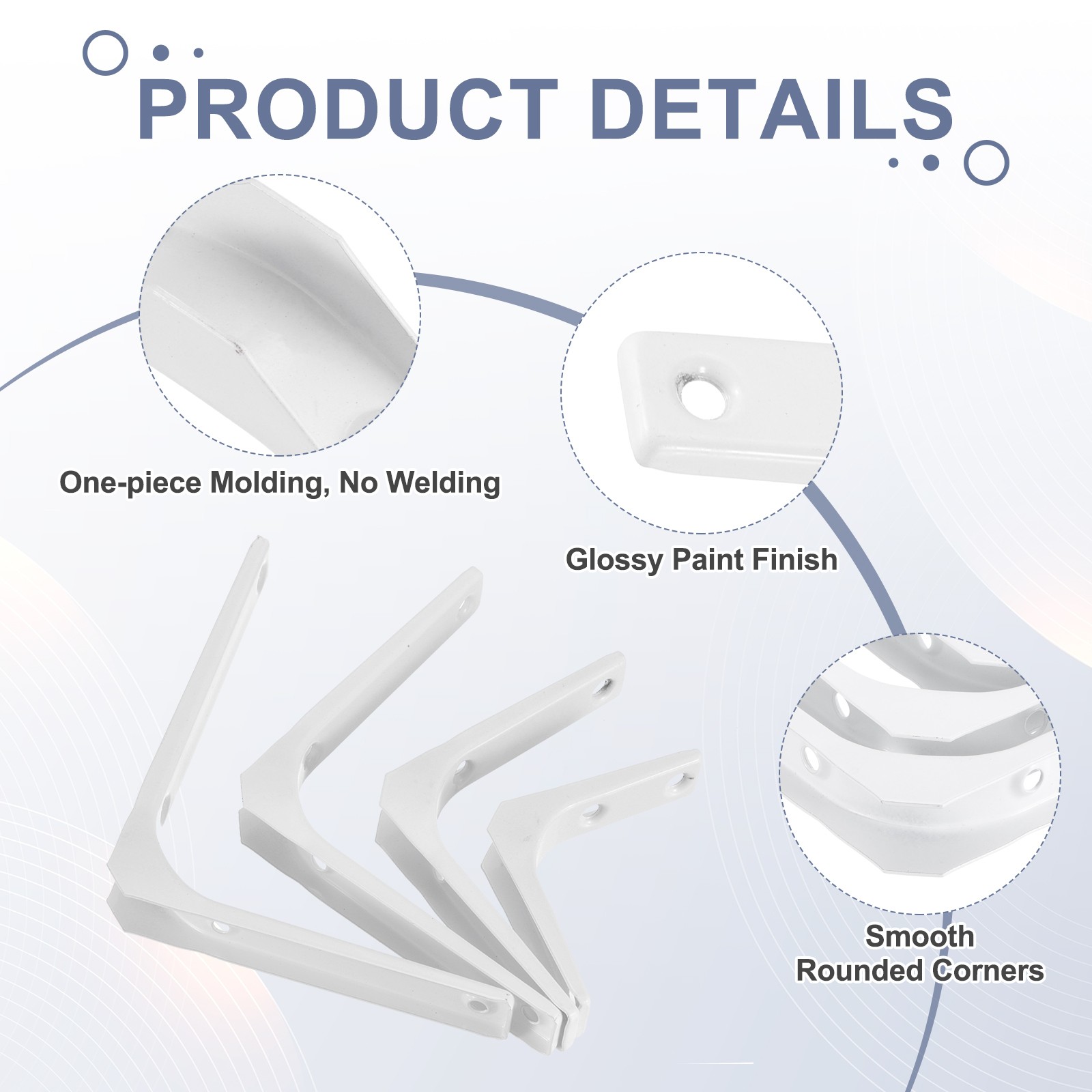 2Pcs Floating Shelf Brackets 5 x 6 Inch Heavy Duty Wall Shelf Supports White gallery