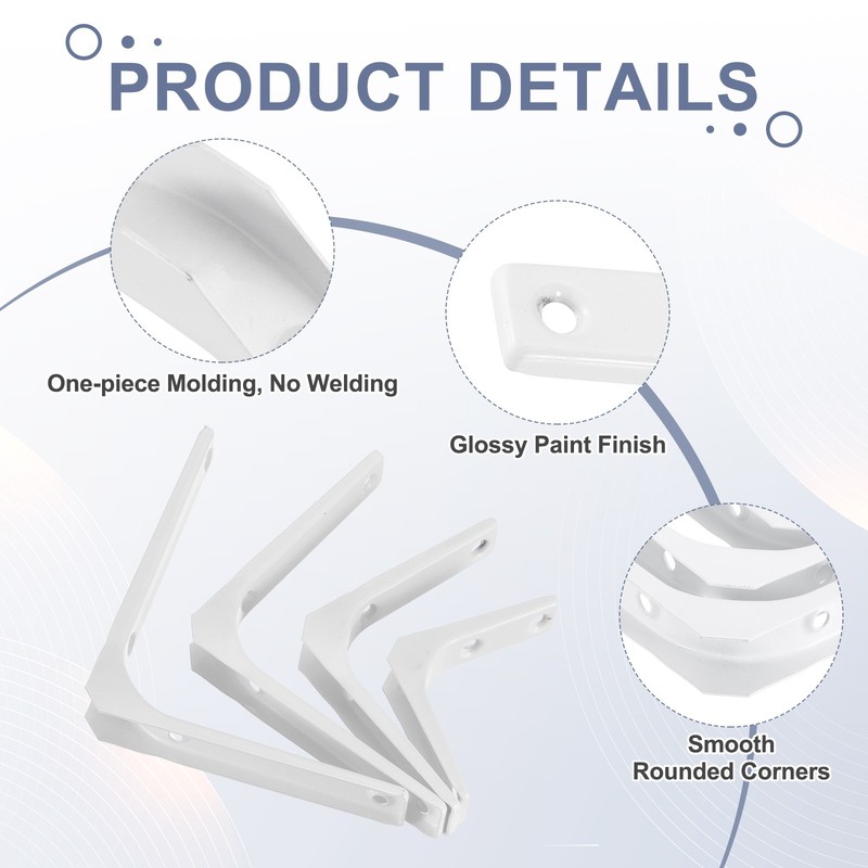 2Pcs Floating Shelf Brackets 5 x 6 Inch Heavy Duty Wall Shelf Supports White gallery