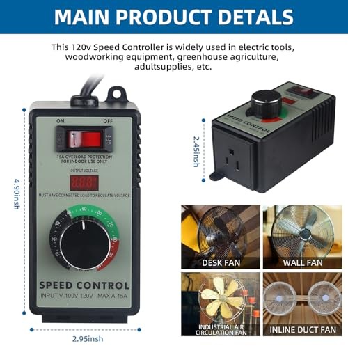 AC Motor Speed Controller - 100V-120V - 15A Max - Electric Fan Speed gallery
