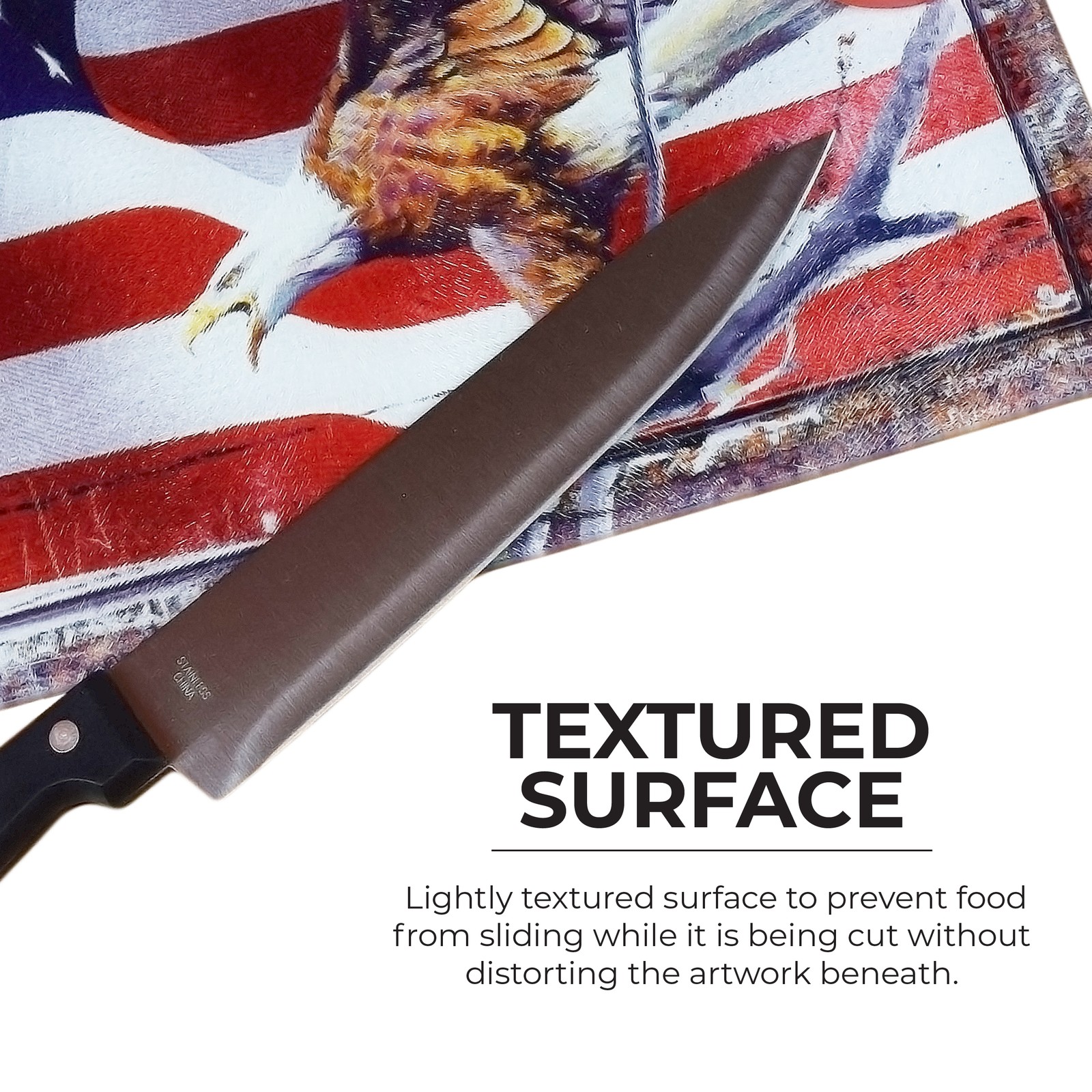 Rivers Edge Products Large Tempered Glass Cutting Board American Flag Eagle gallery