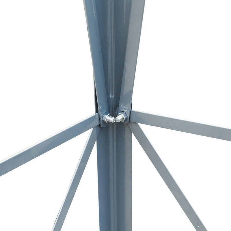 8Ft Tall Windmill Ornamental Wind Wheel Silver Gray & Red Garden Weather Vane US gallery