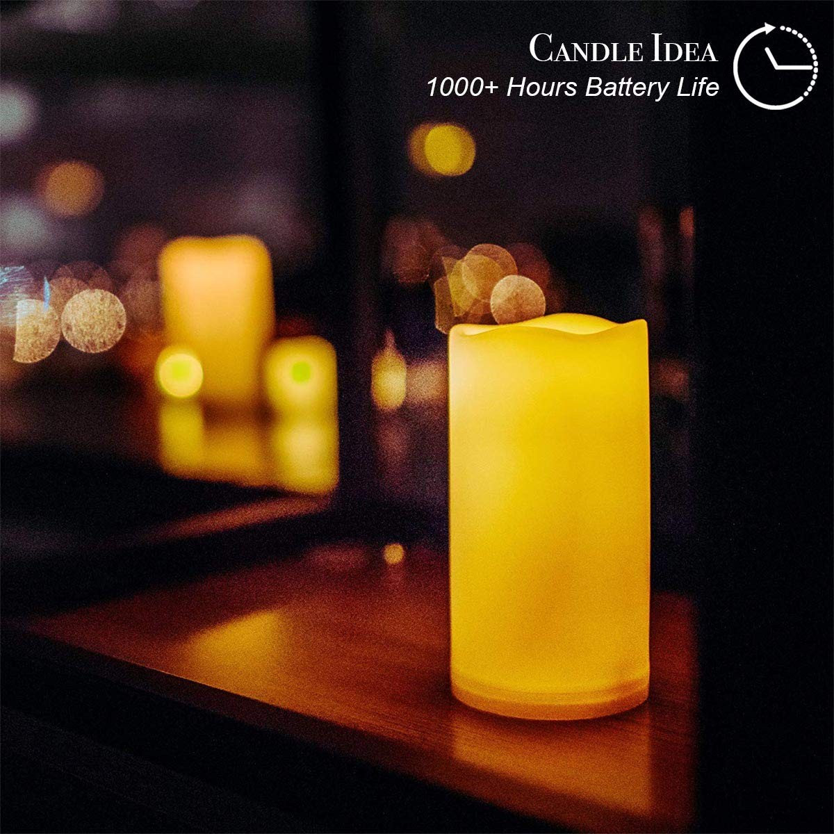 2 PCS 8" Waterproof LED Flameless Timer Candles, 1000 Hours Long Battery Life... gallery