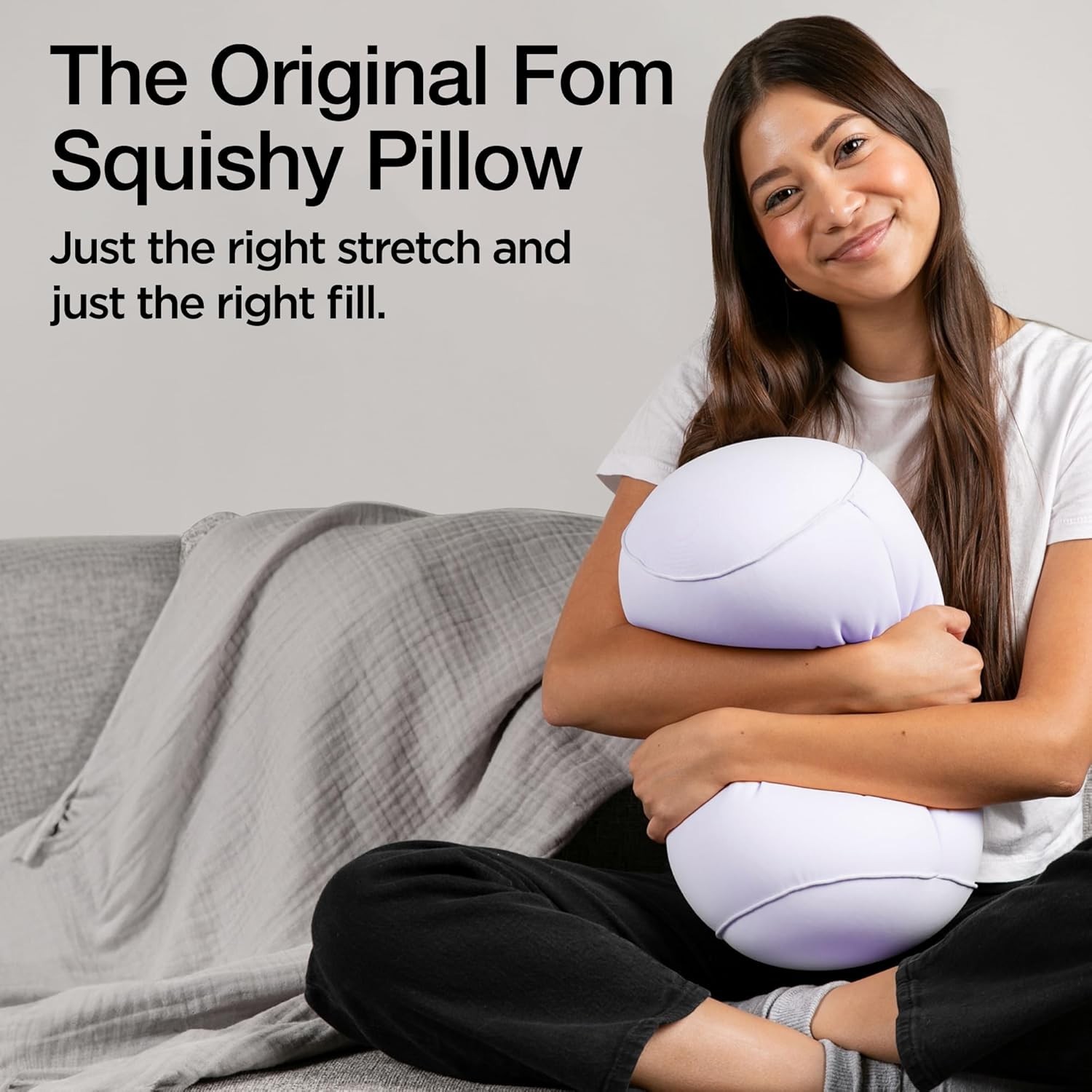 Brookstone Squishy FOM Cushion Pillow - The Original Stretchy, Comfy, Lilac gallery
