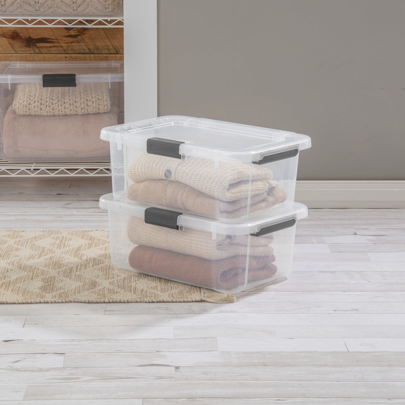 20 Quart HingeLID Clear Storage Bin with Latch Lid and Comfort Grip, 6 Pack gallery