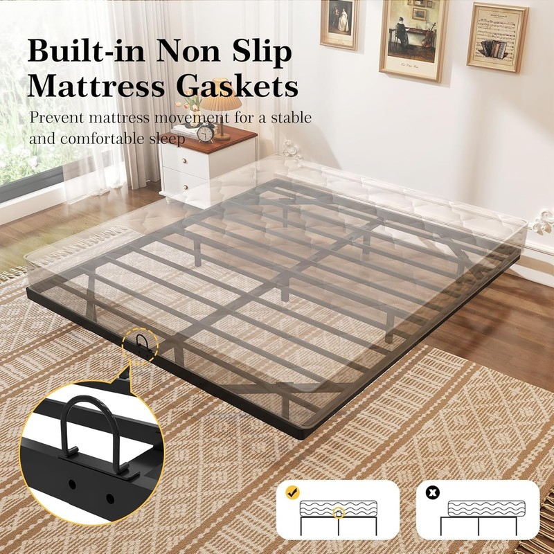 Floating Bed Frame Queen Size with Smart LED Lights Heavy Duty Metal Platform gallery