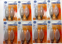 GE Lighting 40w Soft White Flame Tip Candelabra Decorative 8 Pack 16 Light Bulbs
