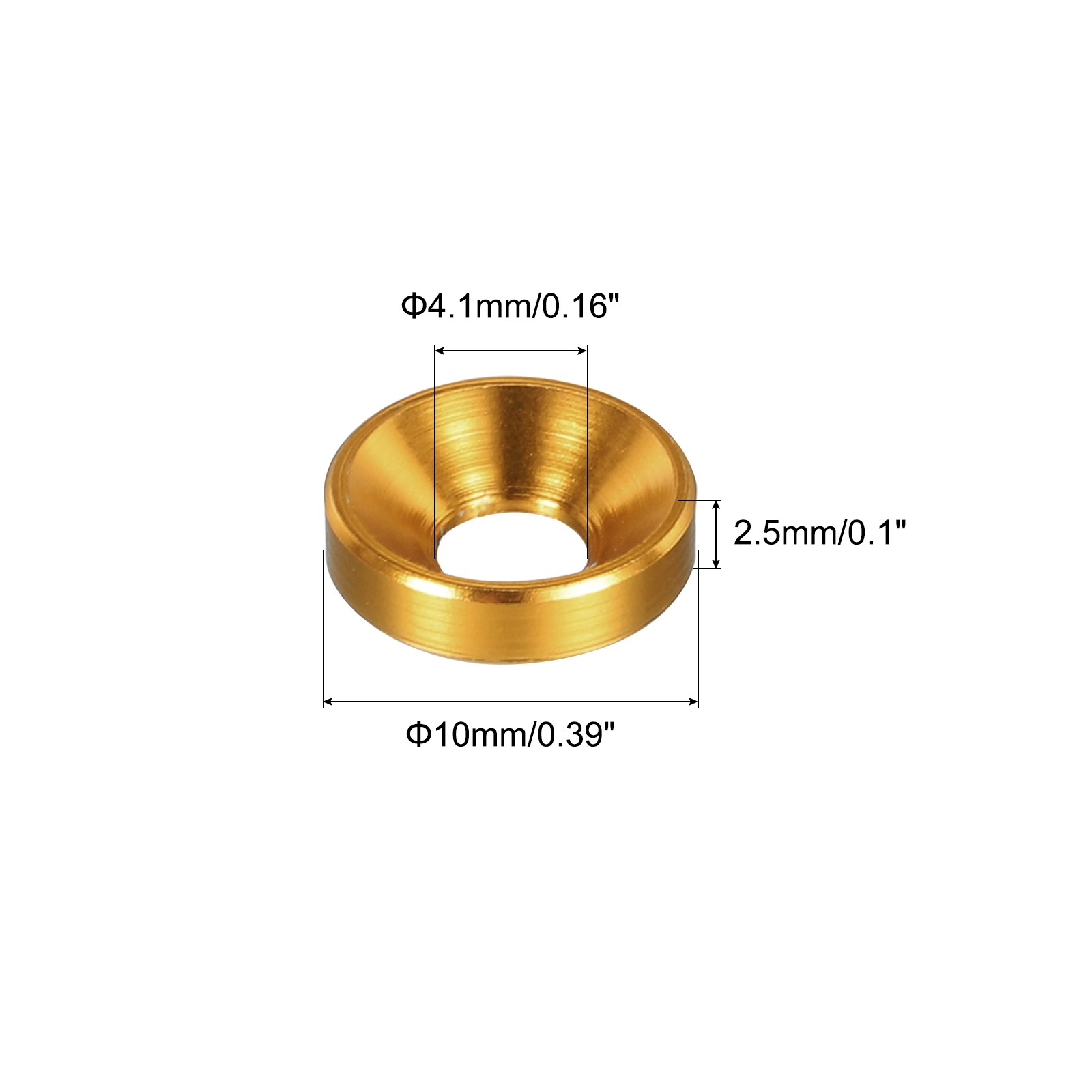 60pcs M4 Counterbore Washers, 10mm/0.39inch Aluminum Alloy for RC, Gold gallery