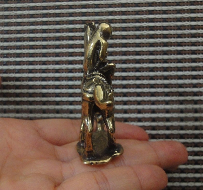 Solid Brass Monkey on Horse Figurine Bronze Color Scultpure Home Decor Statue gallery
