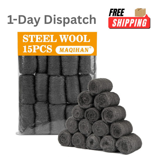 15 PCS Steel Wool Pads 0000 Extra Fine Polishing for Wood Glass Metal Chrome gallery