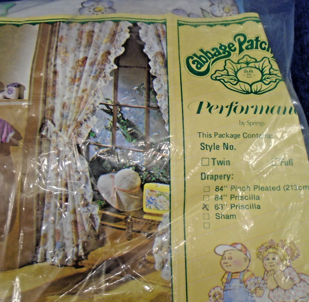2 Springs Cabbage Patch Ruffled Curtain Priscilla Panels 63" Long Sealed NOS