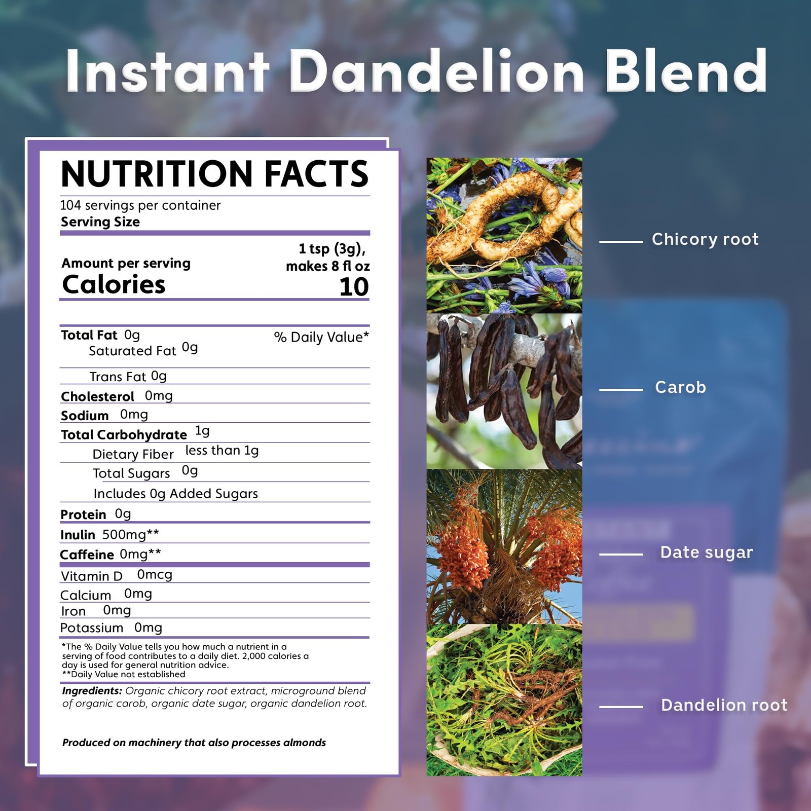Teeccino Instant Organic Dandelion Blend – 104 servings – Gluten Free Instant... gallery