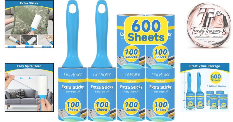 Multi-Purpose Lint Roller Pack - 600 Sheets with Ergonomic Handles for Easy Use gallery
